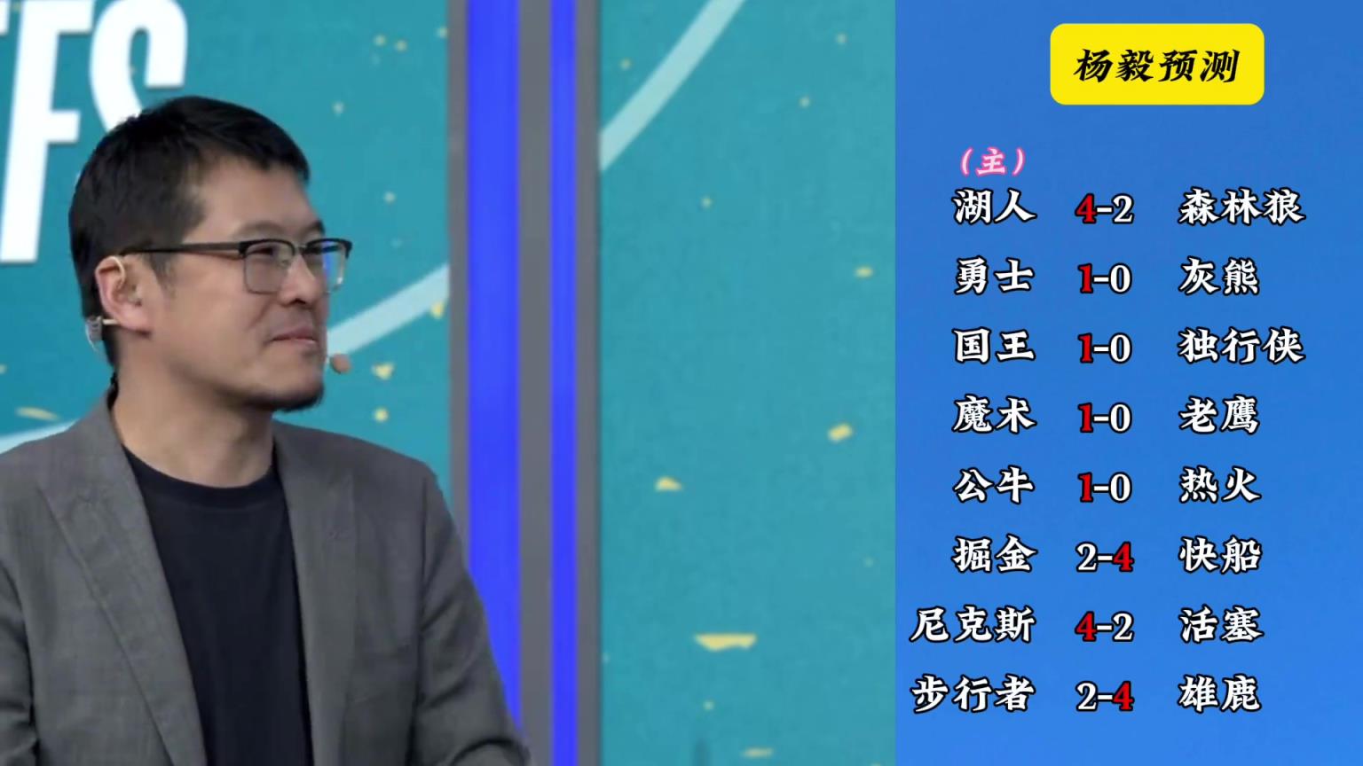 明燈來(lái)了！看看楊毅的季后賽預(yù)測(cè)：湖人4-2狼 快船4-2掘金